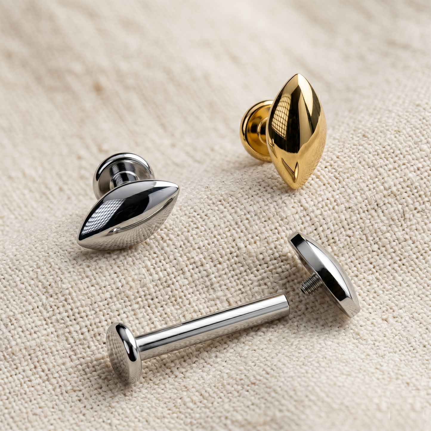 Titanium Internally Threaded Marquise Labret Stud 16G