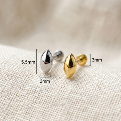 Titanium Internally Threaded Marquise Labret Stud 16G