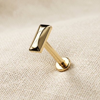 Titanium Threaded Rectangle Labret Stud 16G