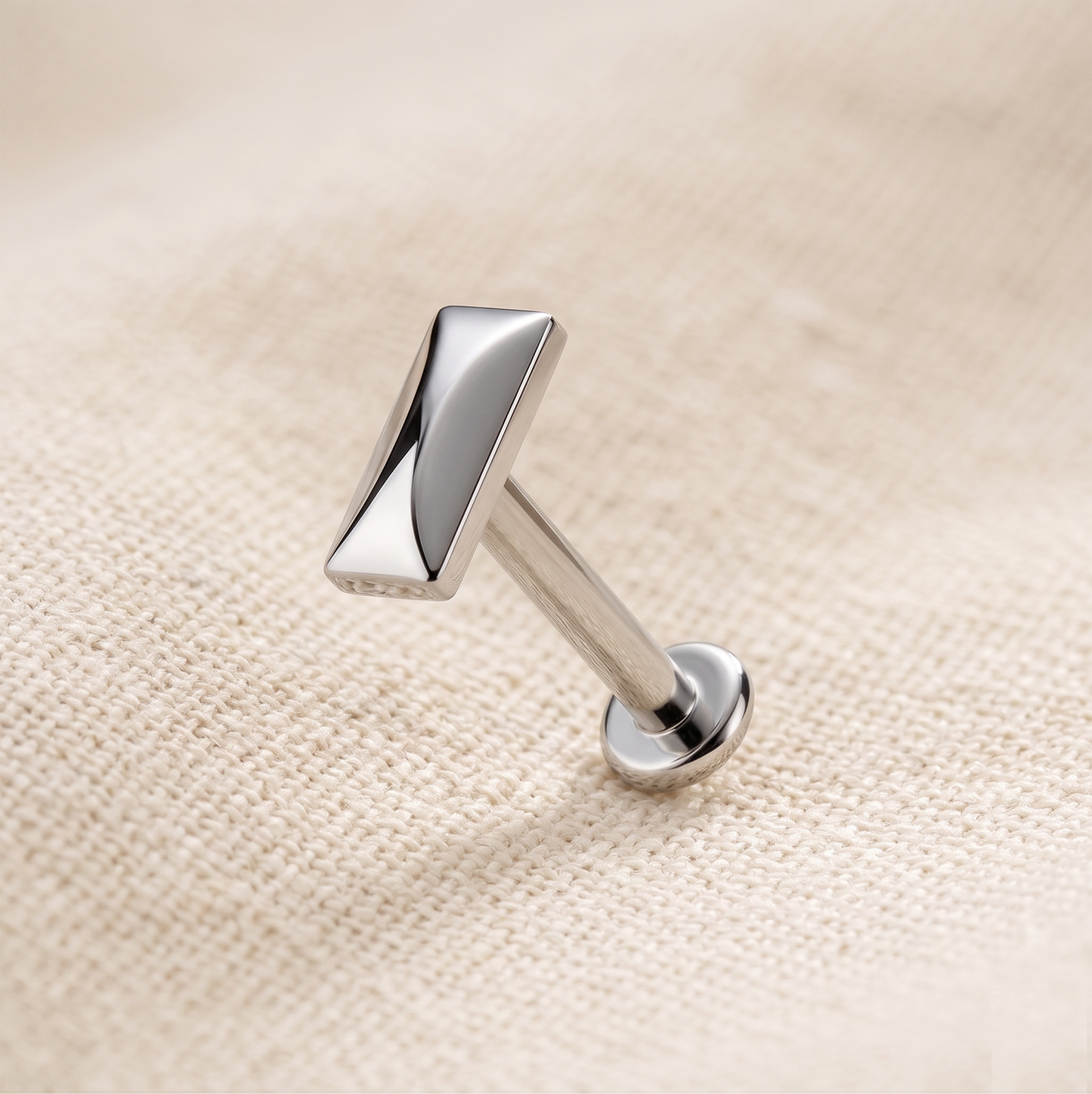 Titanium Threaded Rectangle Labret Stud 16G