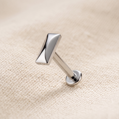 Titanium Threaded Rectangle Labret Stud 16G