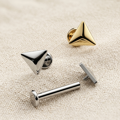Titanium Threaded Triangle Labret Stud 16G