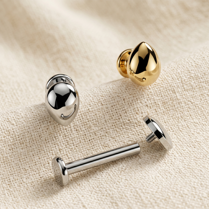 Titanium Internally Threaded Teardrop Labret Stud 16G