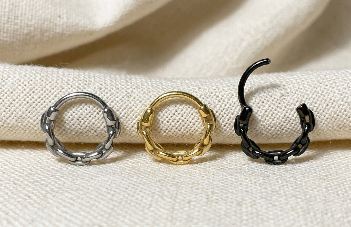 Surgical Steel Chain Link Hinged Hoop 16G