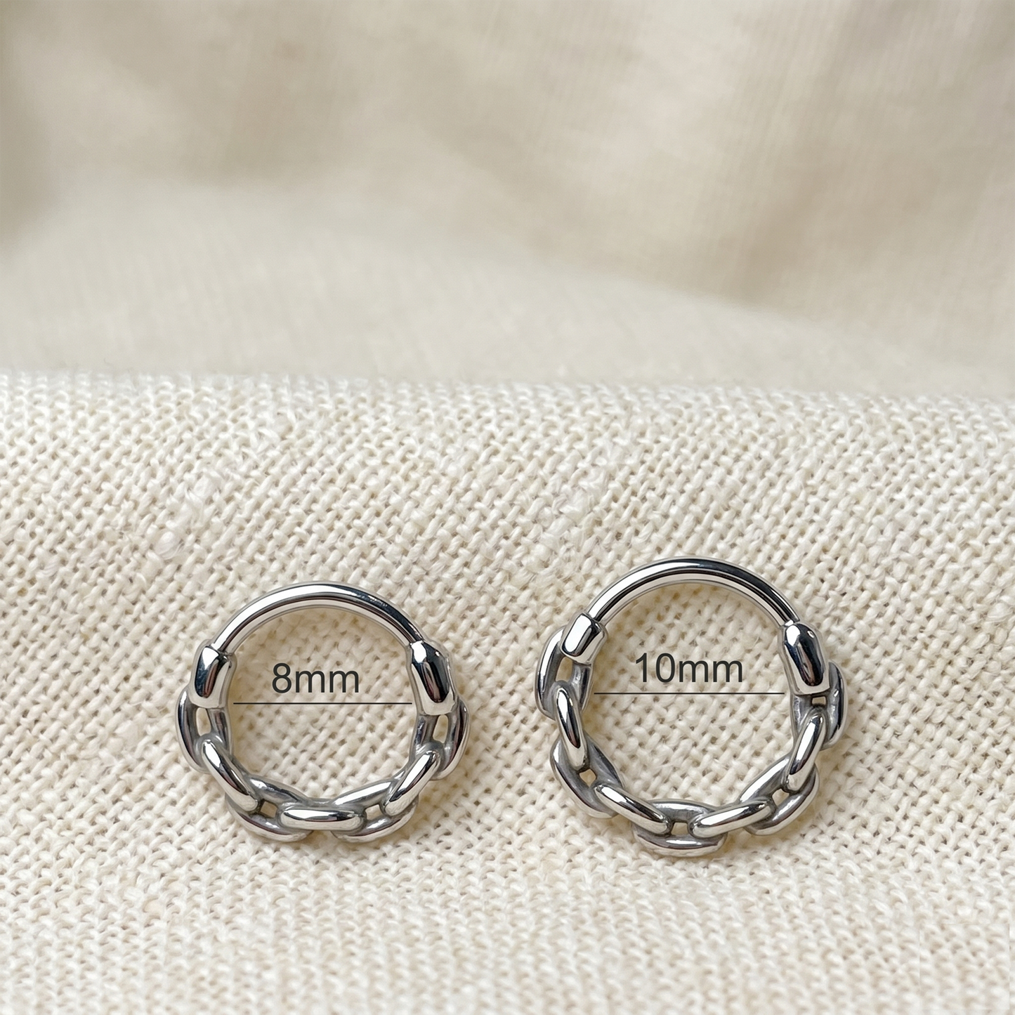 Surgical Steel Chain Link Hinged Hoop 16G