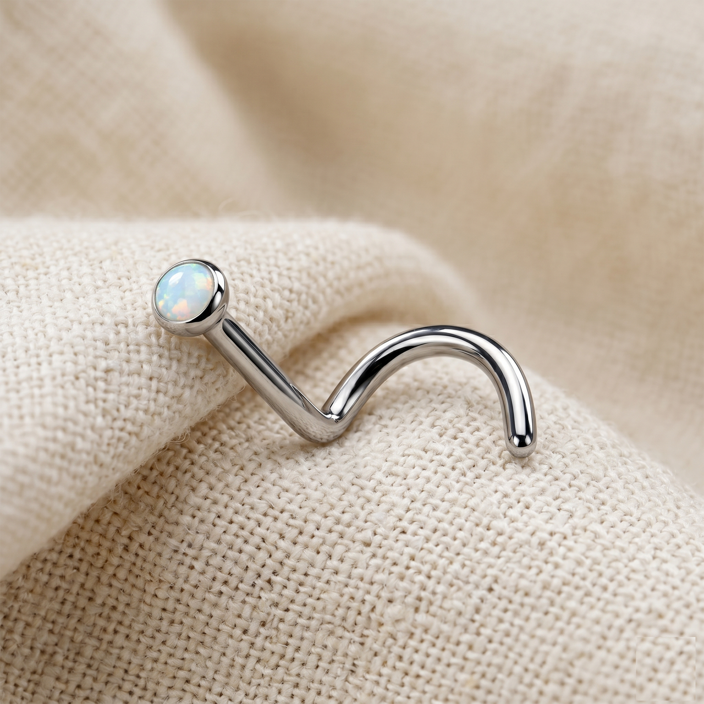 Titanium Opal Ball Nose Screw 18G 20G