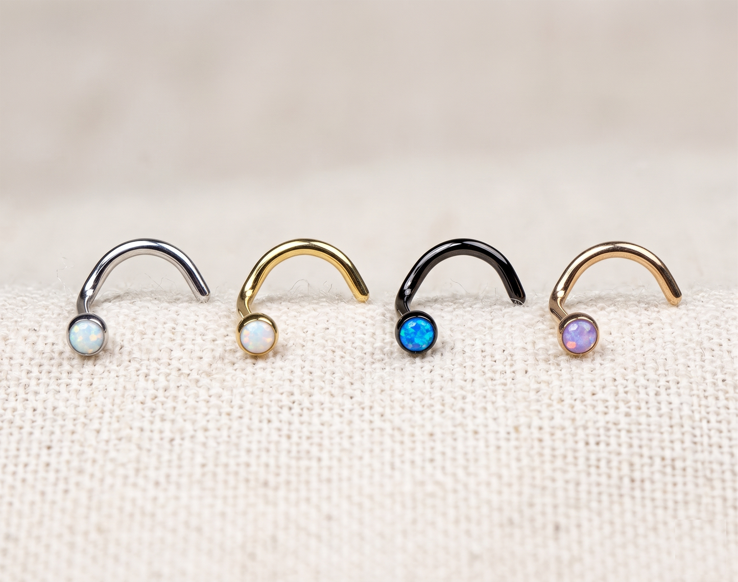 Titanium Opal Ball Nose Screw 18G 20G