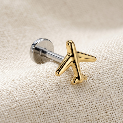 Titanium Threadless Airplane Top Stud