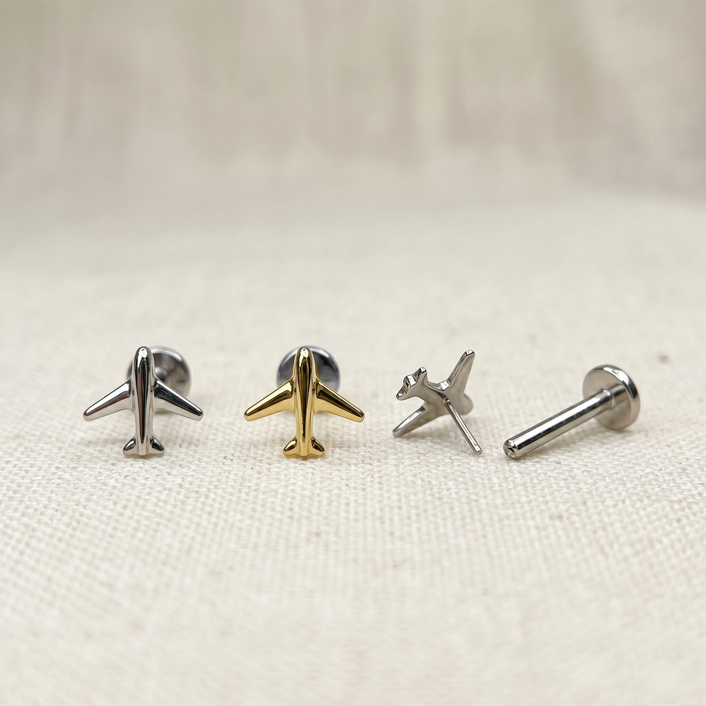 Titanium Threadless Airplane Top Stud