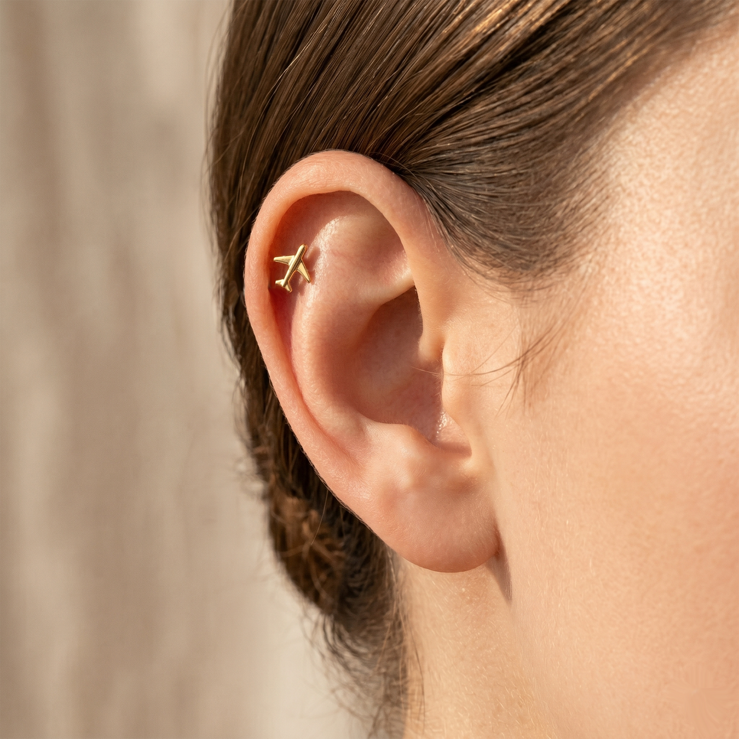 Titanium Threadless Airplane Top Stud