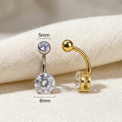 Titanium Round CZ Belly Button Ring 14G