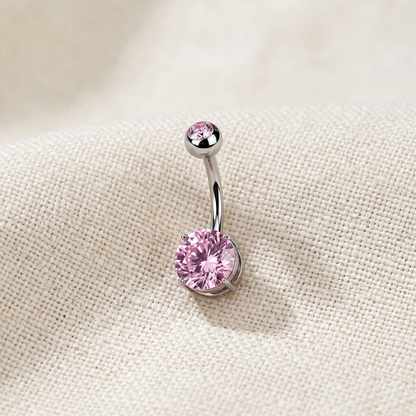 Titanium Round CZ Belly Button Ring 14G