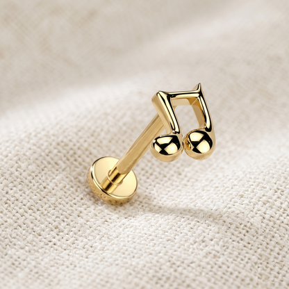 Titanium Threadless Music Note Top Stud