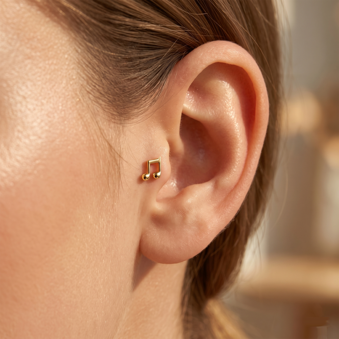 Titanium Threadless Music Note Top Stud