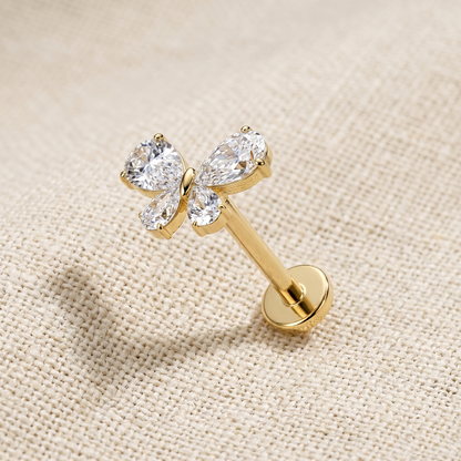 Titanium Large CZ Butterfly Threadless Stud