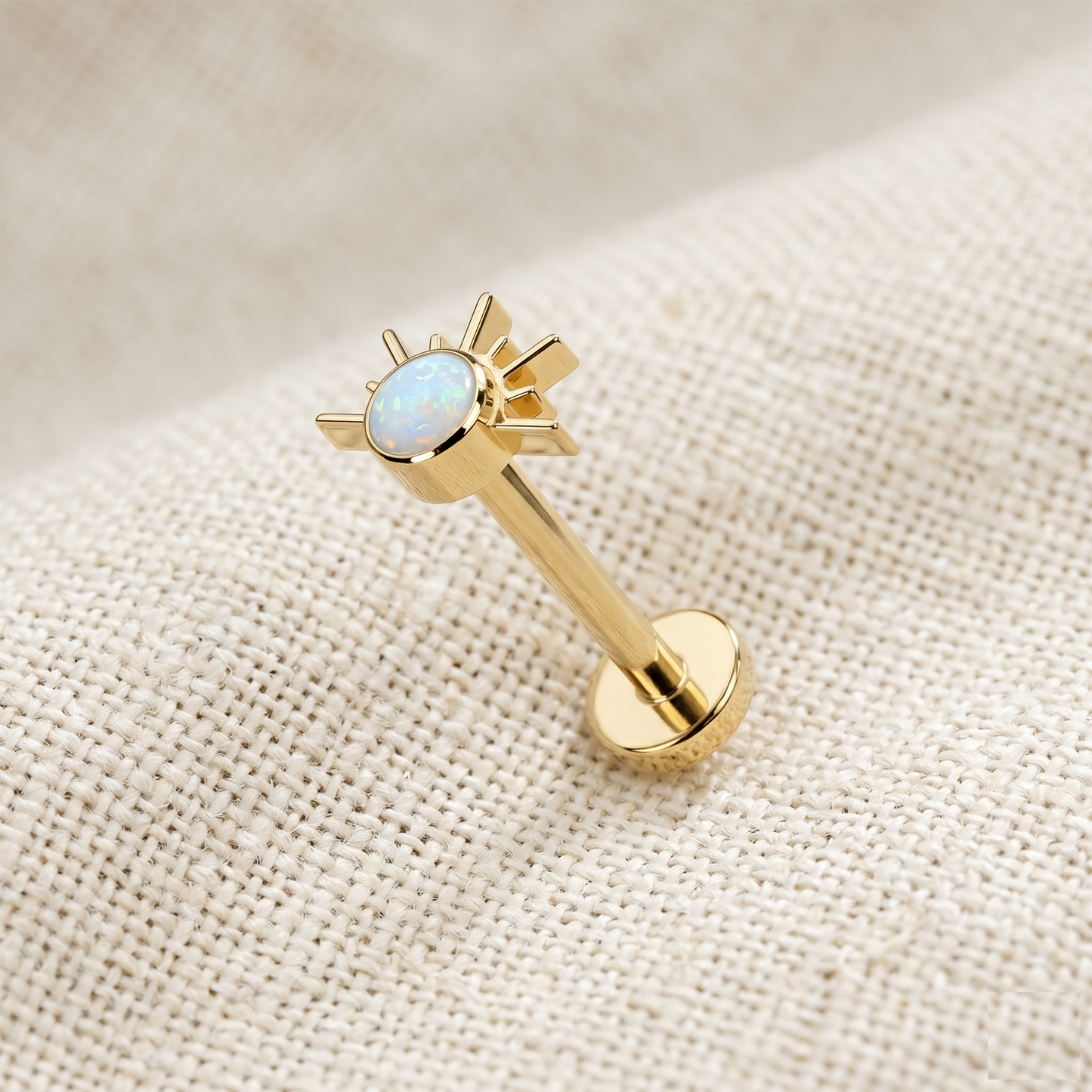 Titanium Sunrise CZ Opal Threadless Stud