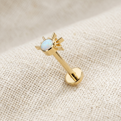 Titanium Sunrise CZ Opal Threadless Stud