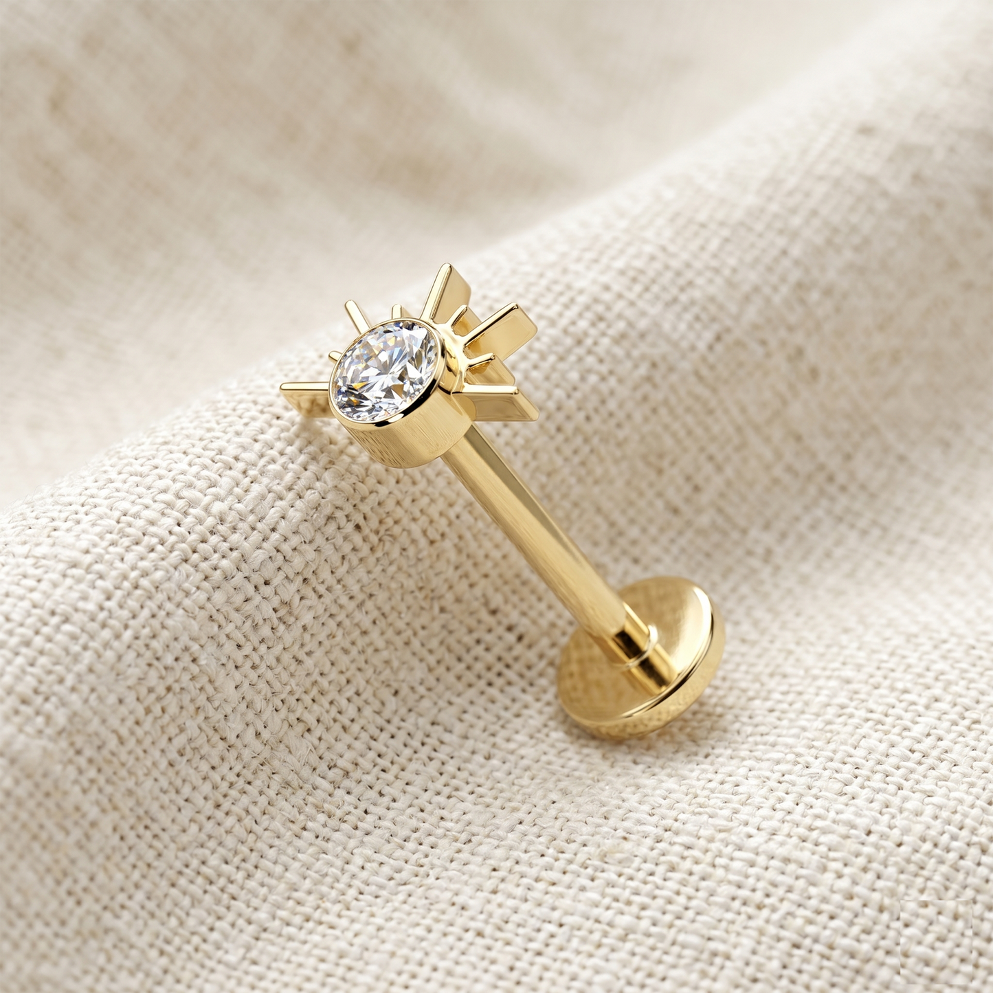 Titanium Sunrise CZ Opal Threadless Stud