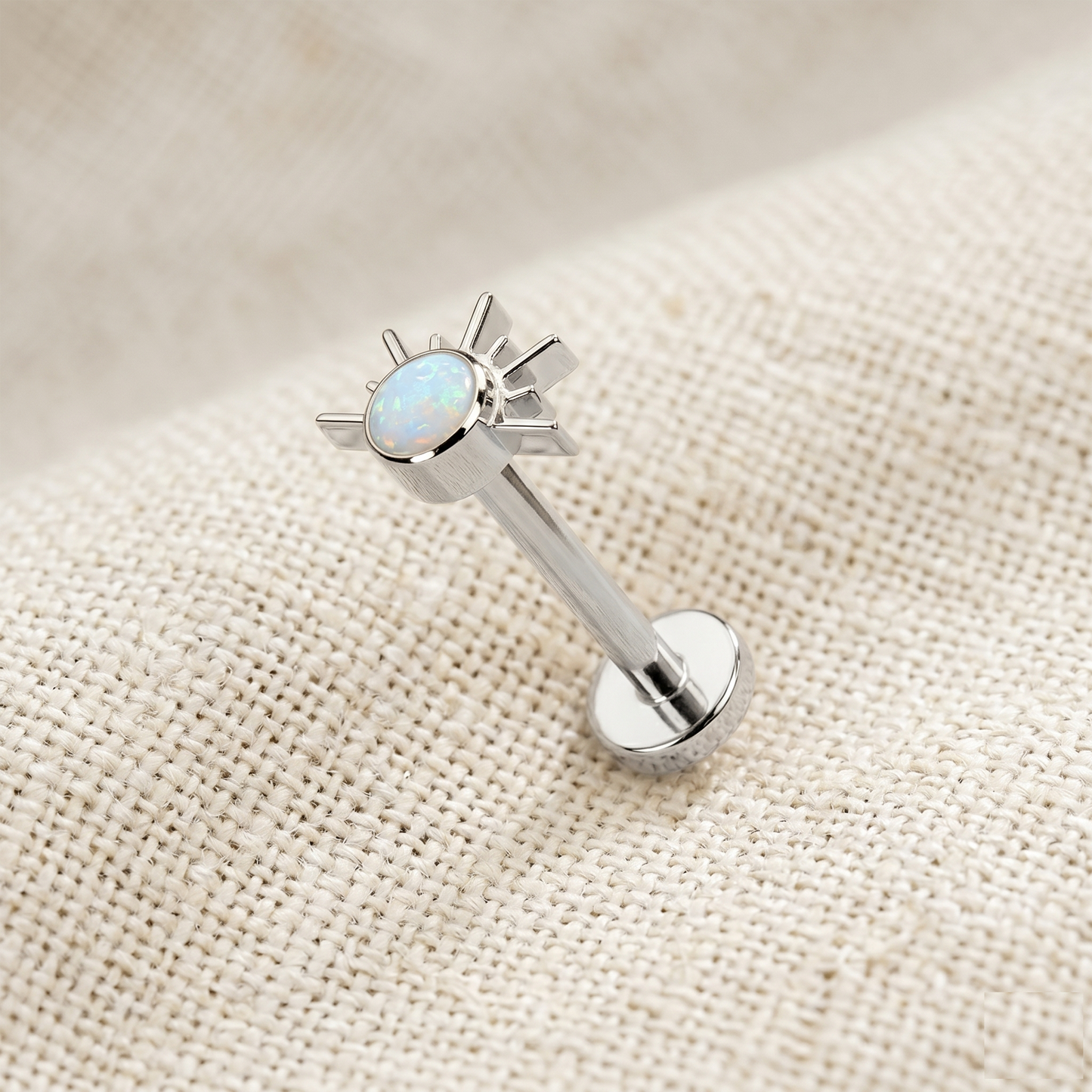 Titanium Sunrise CZ Opal Threadless Stud