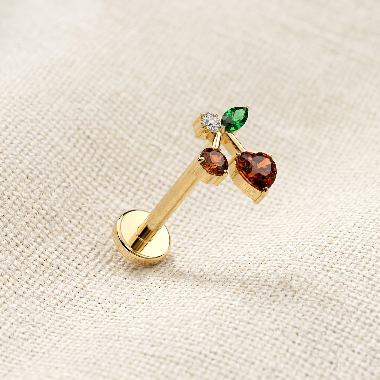 Titanium Threadless CZ Cherry Top Stud