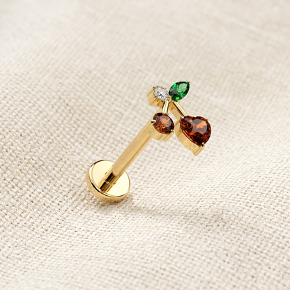 Titanium Threadless CZ Cherry Top Stud