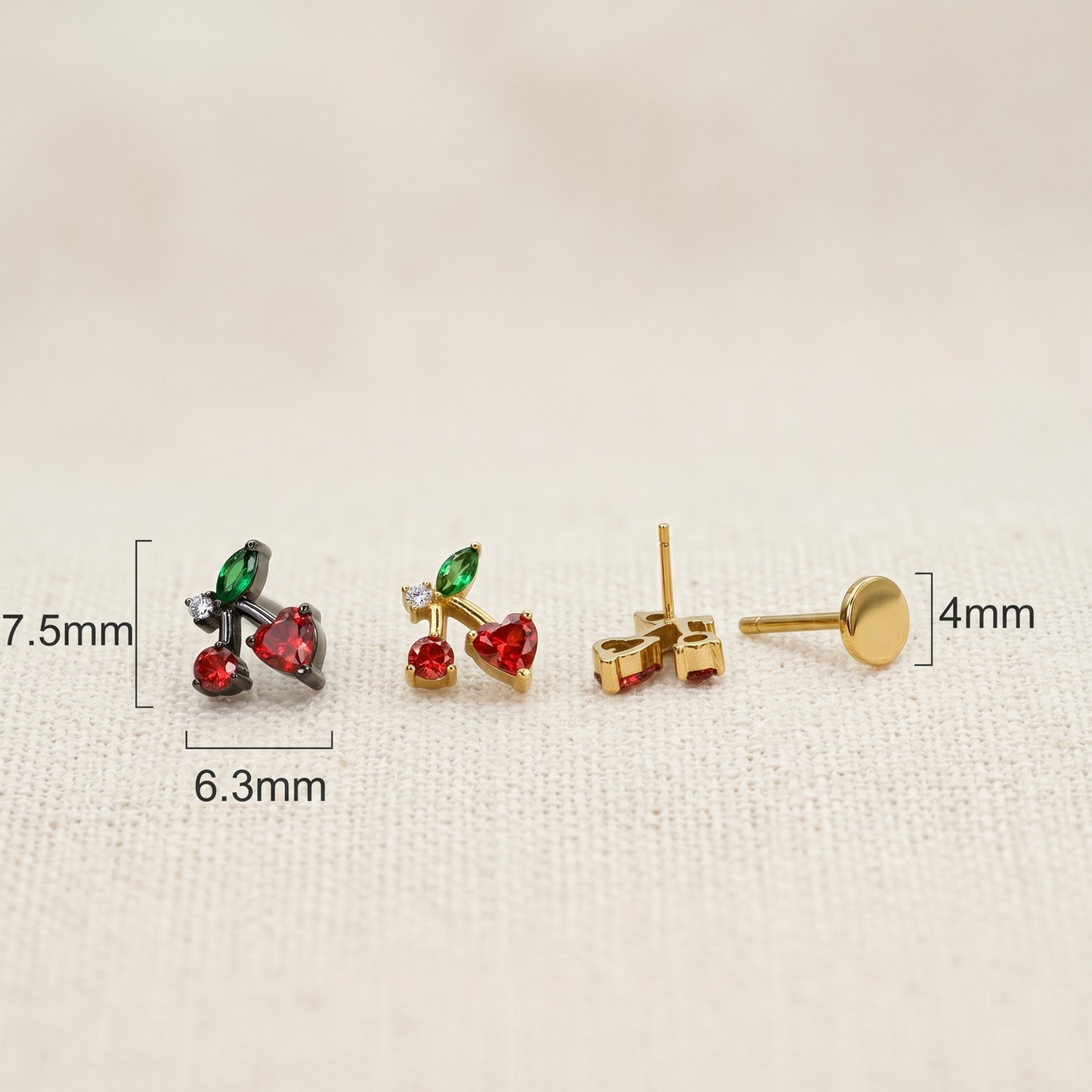 Titanium Threadless CZ Cherry Top Stud