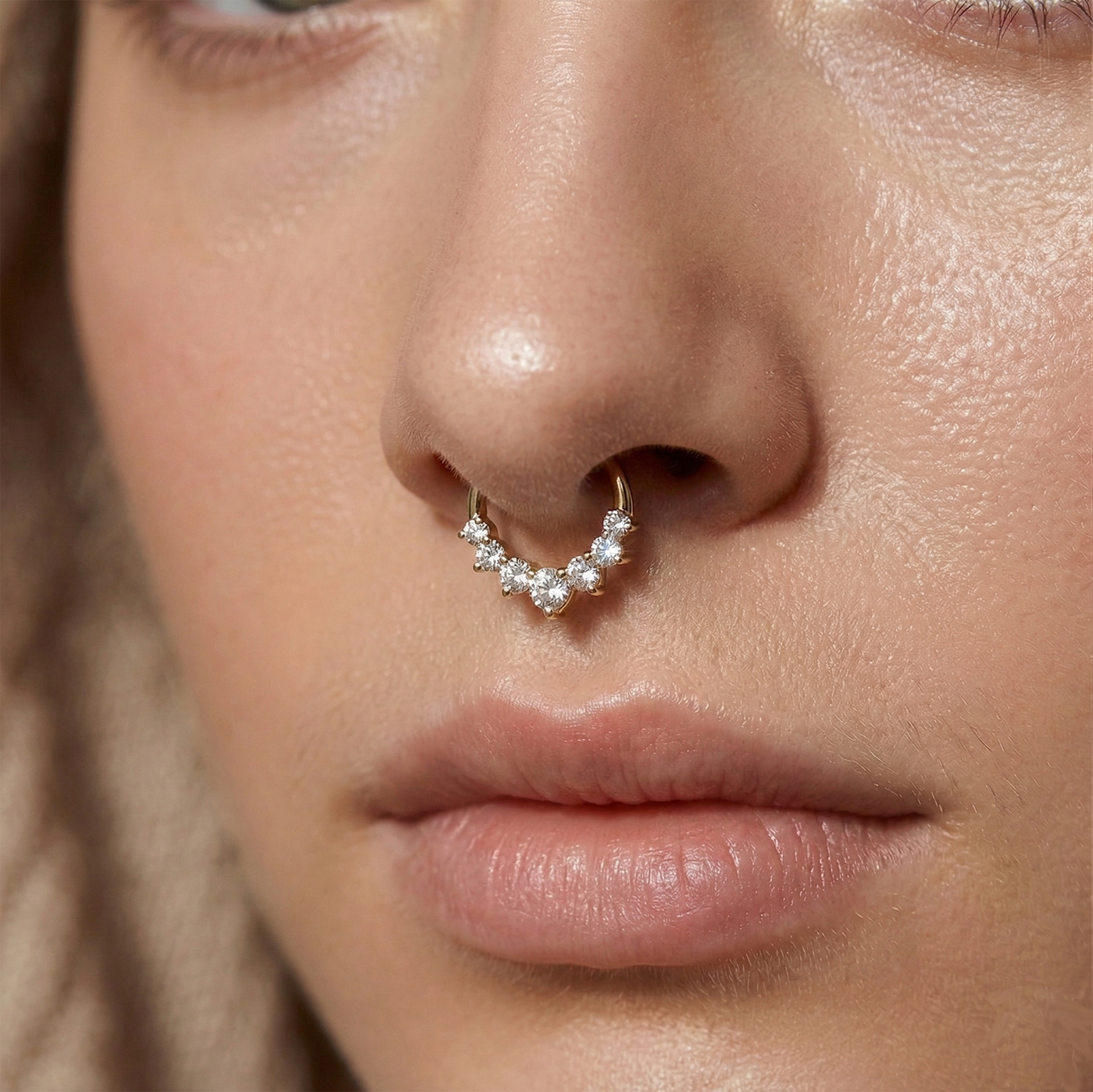 Titanium Heart CZ Hinged Segment Hoop 16G