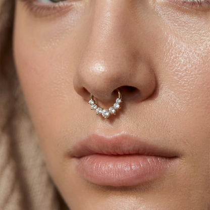 Titanium Heart CZ Hinged Segment Hoop 16G