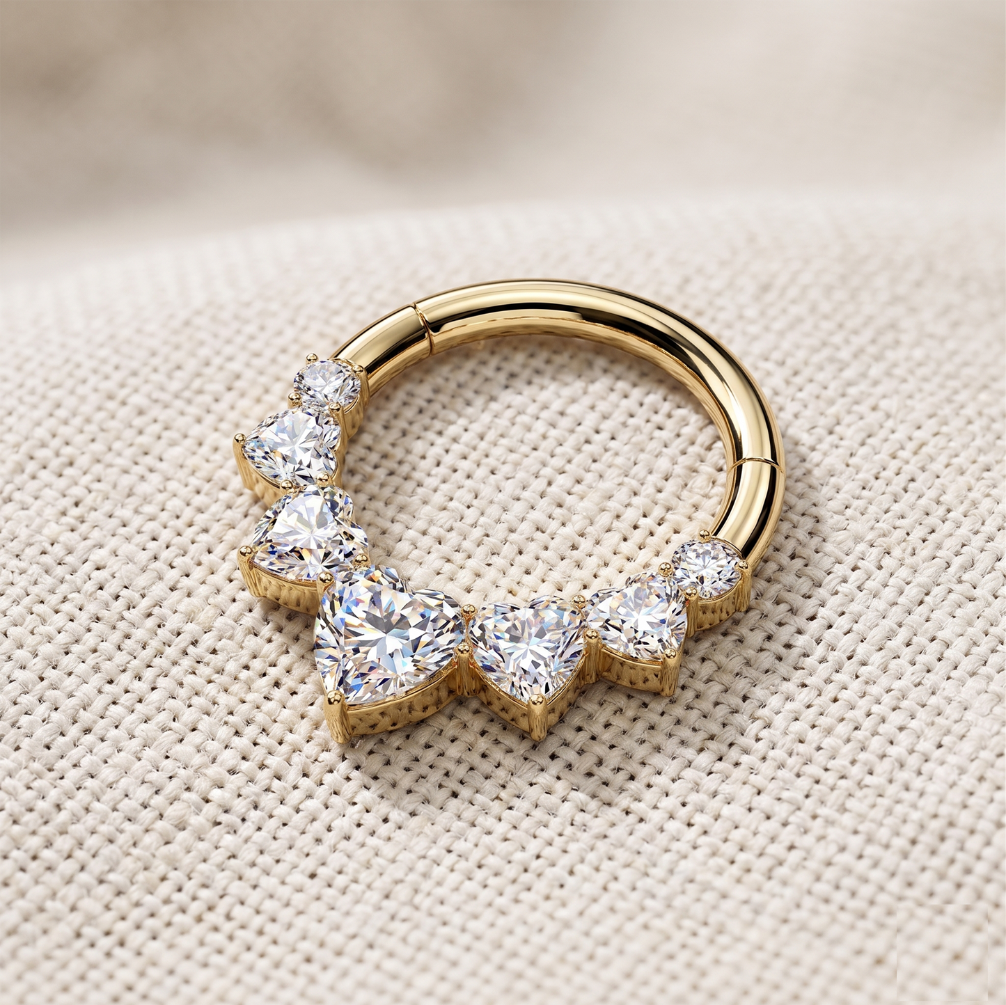 Titanium Heart CZ Hinged Segment Hoop 16G