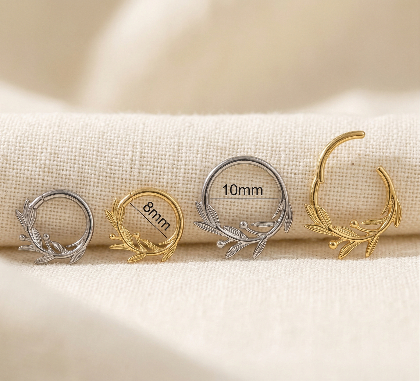Titanium Leaf Branch Hinged Segment Ring 16G