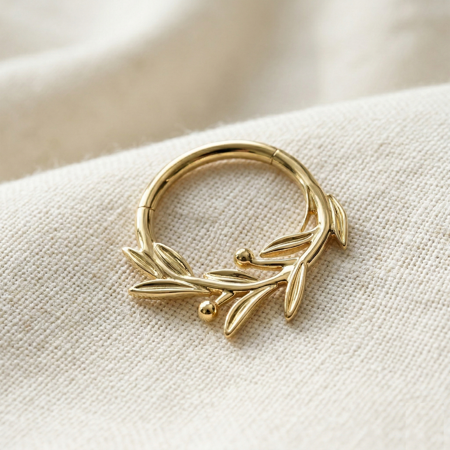 Titanium Leaf Branch Hinged Segment Ring 16G