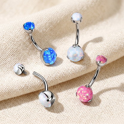 Titanium Opal Belly Button Ring 14G