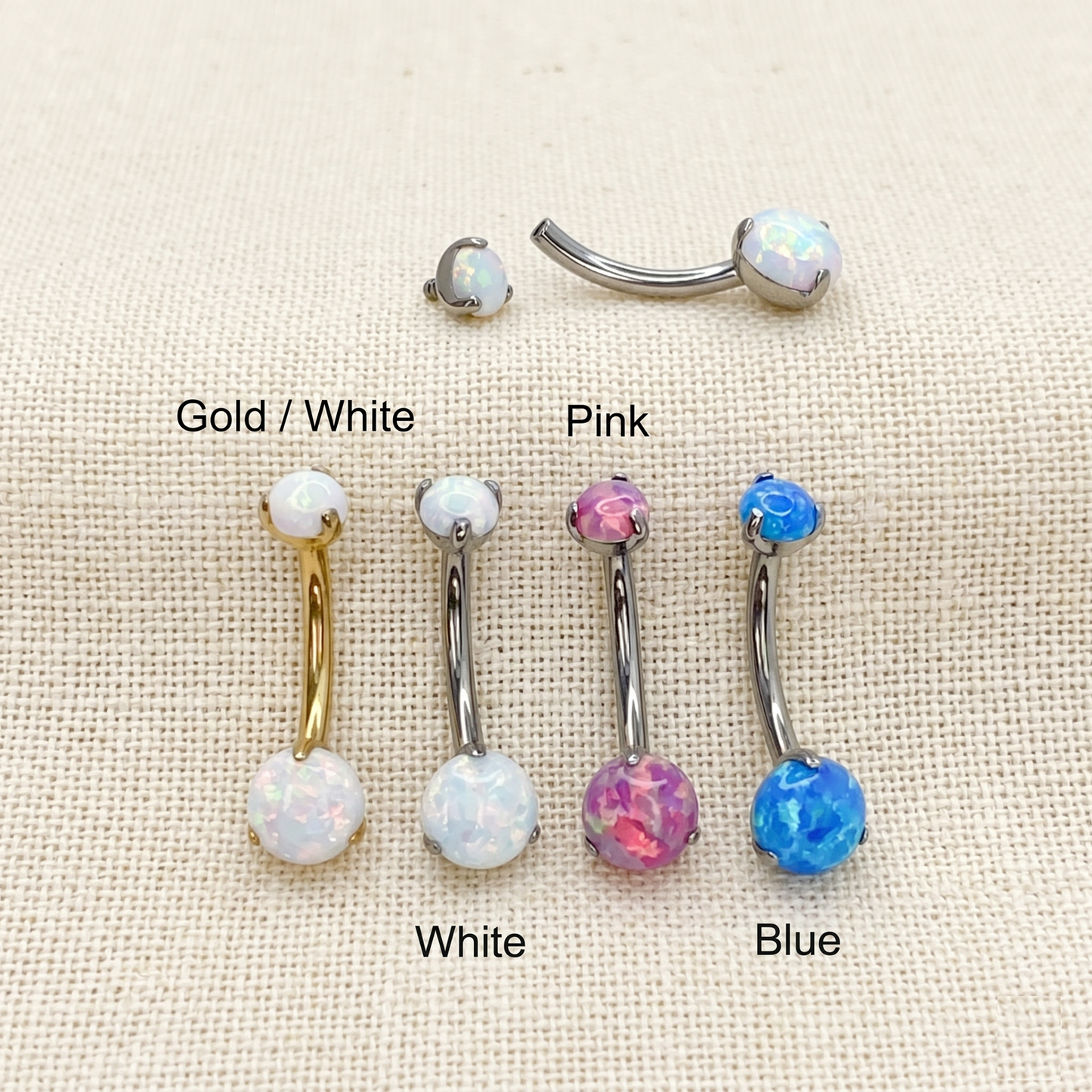 Titanium Opal Belly Button Ring 14G