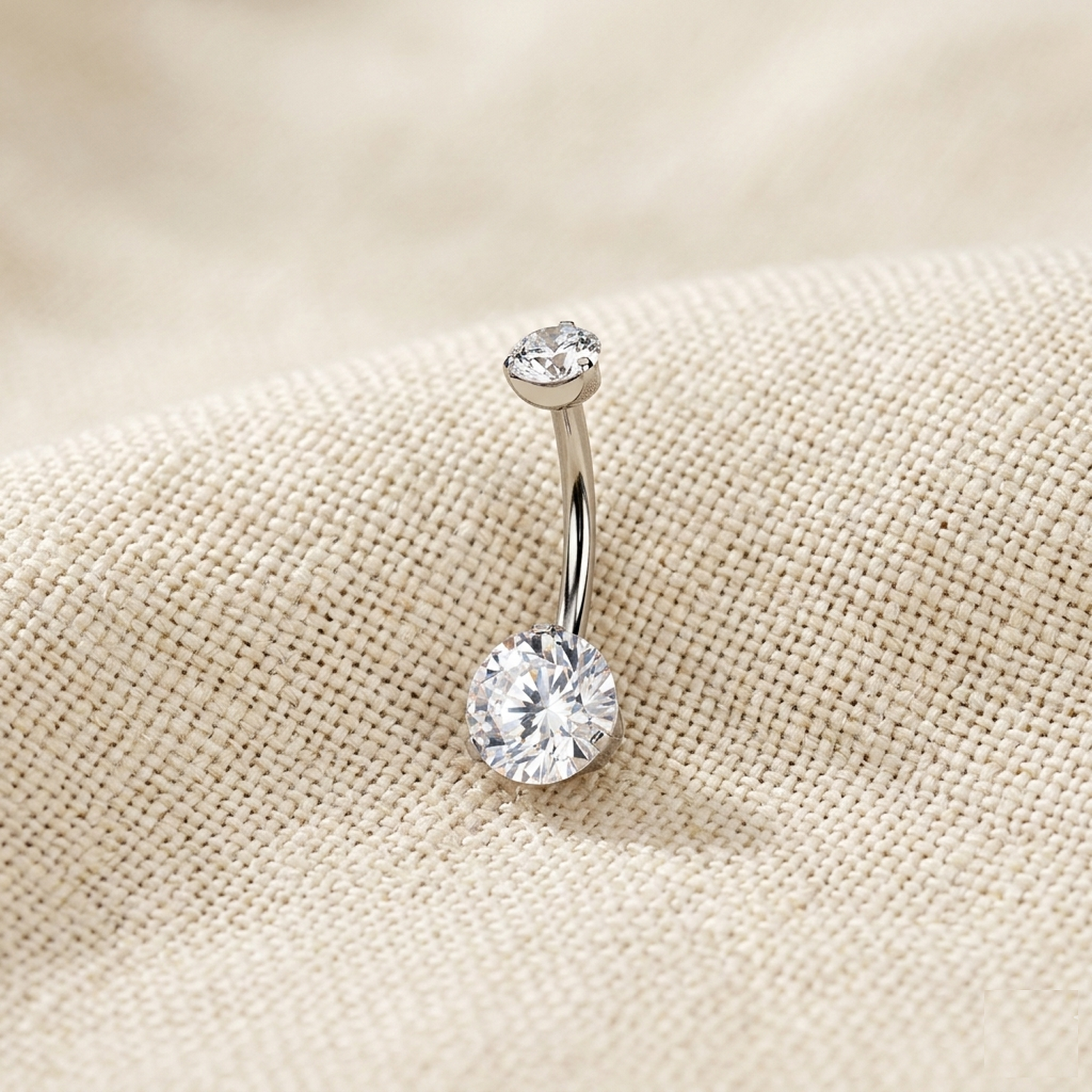 Titanium Prong CZ Belly Button Ring 14G
