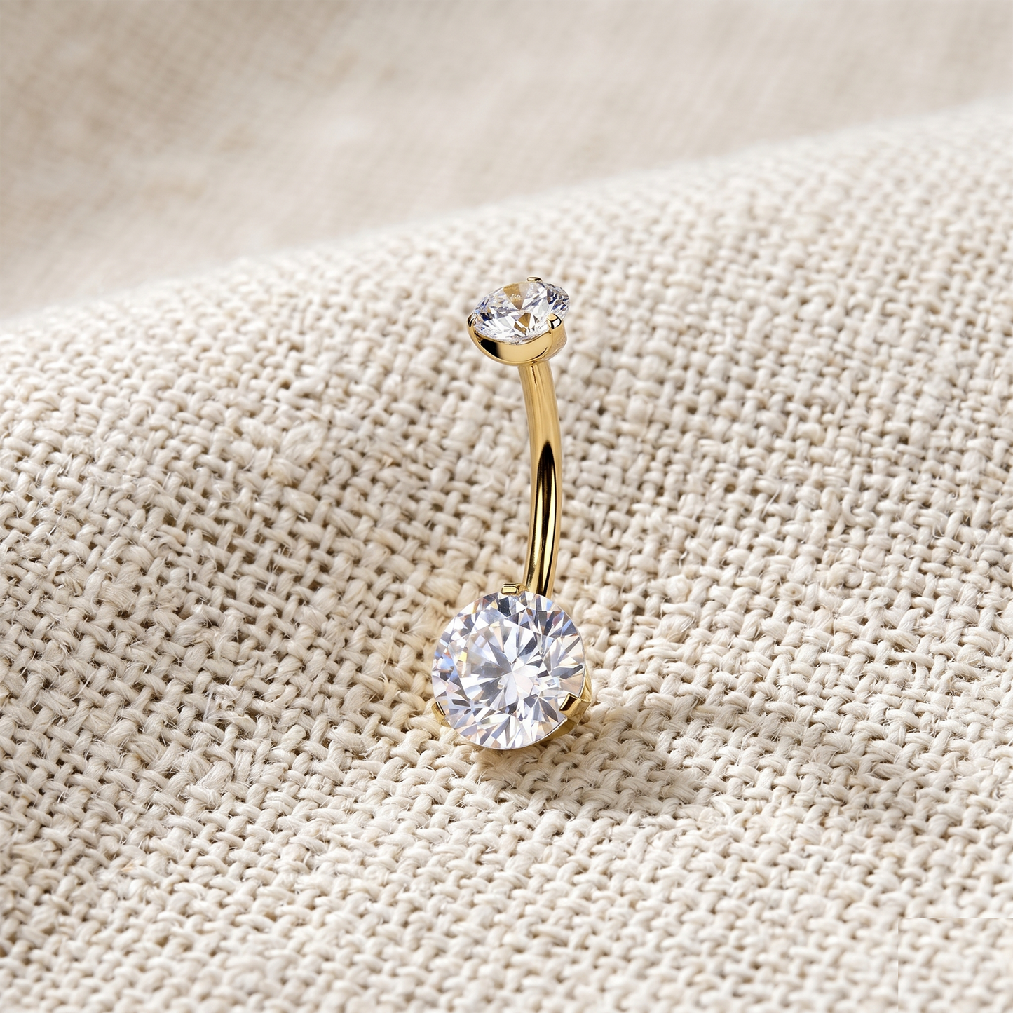 Titanium Prong CZ Belly Button Ring 14G