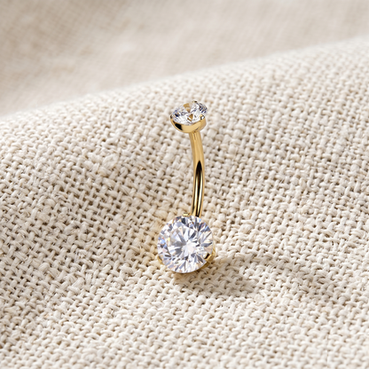 Titanium Prong CZ Belly Button Ring 14G