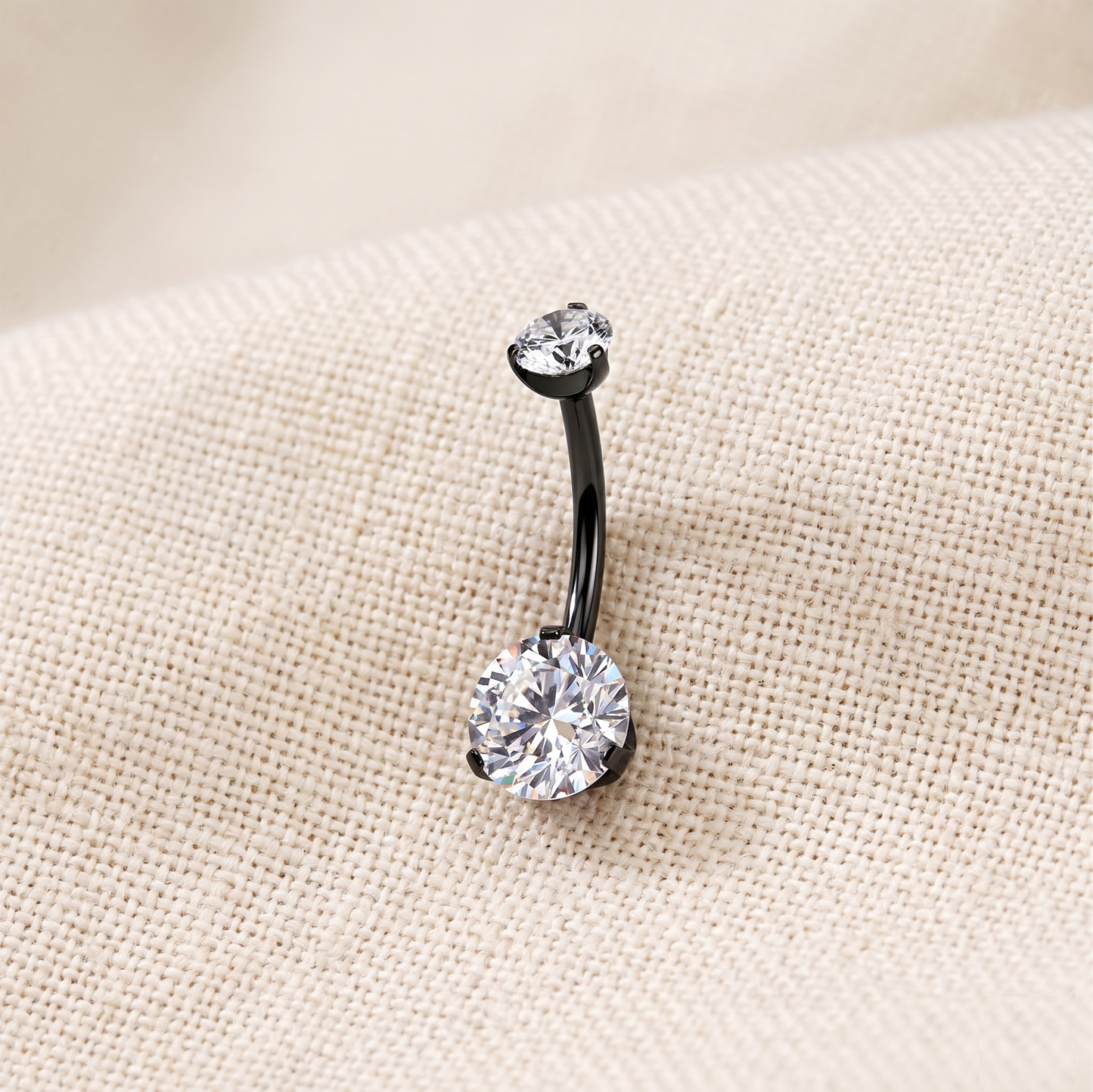 Titanium Prong CZ Belly Button Ring 14G