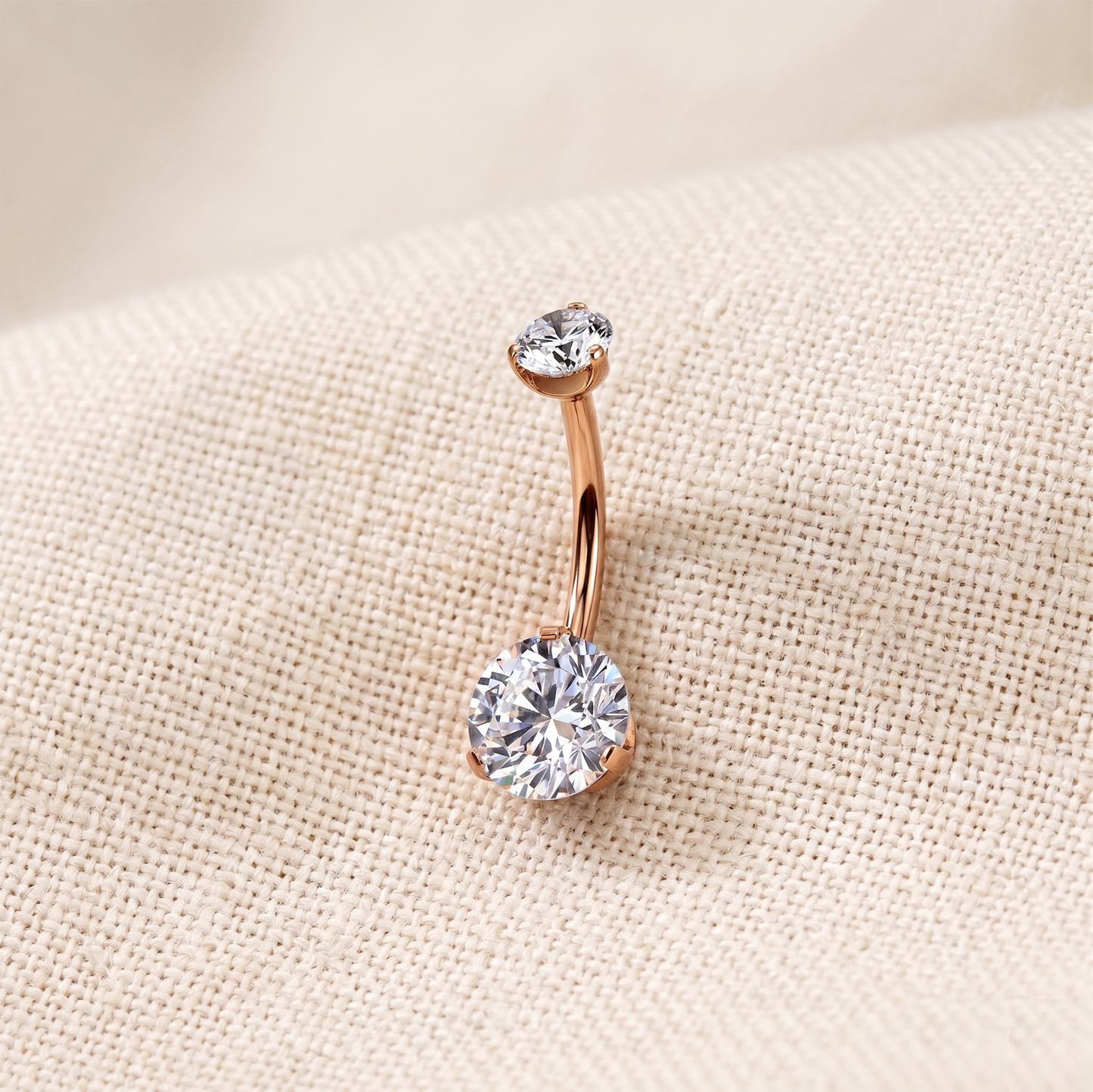 Titanium Prong CZ Belly Button Ring 14G