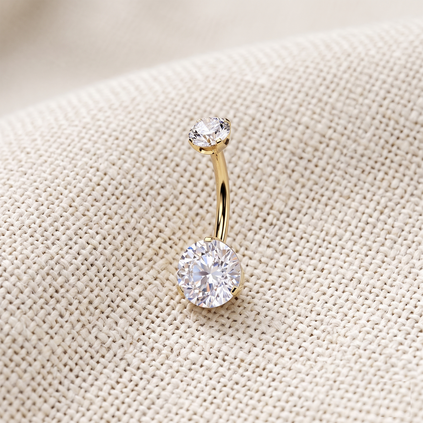 Titanium Threadless Prong Set CZ Belly Button Ring 14G
