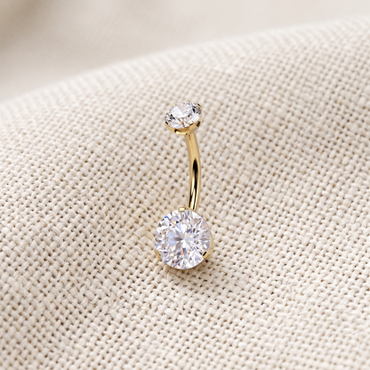 Titanium Threadless Prong Set CZ Belly Button Ring 14G