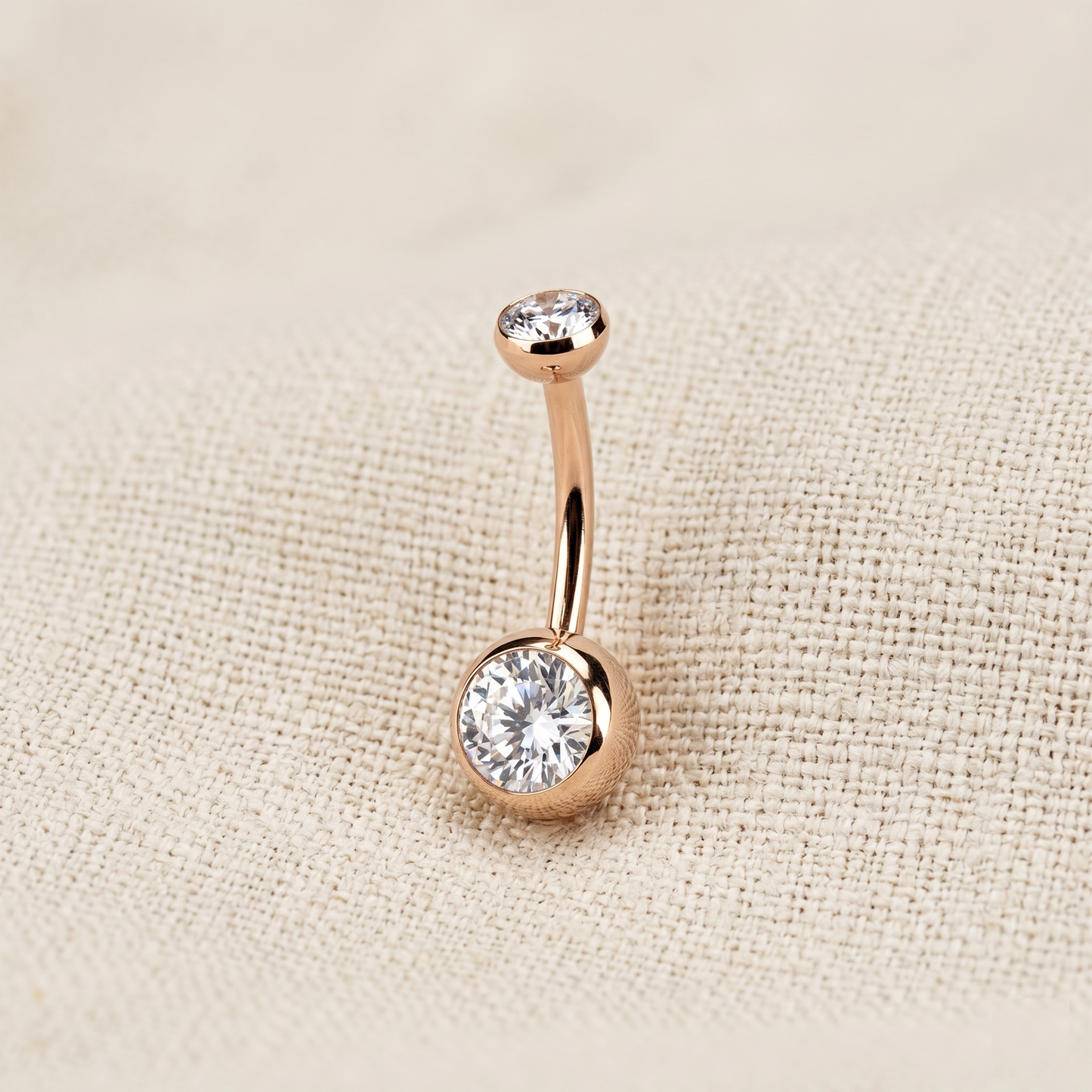 Titanium Threadless Round CZ Bezel Belly Button Ring 14G