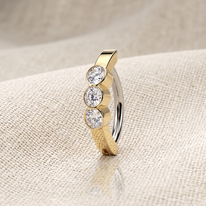Bezel Set CZ Hinged Belly Button Ring 14G