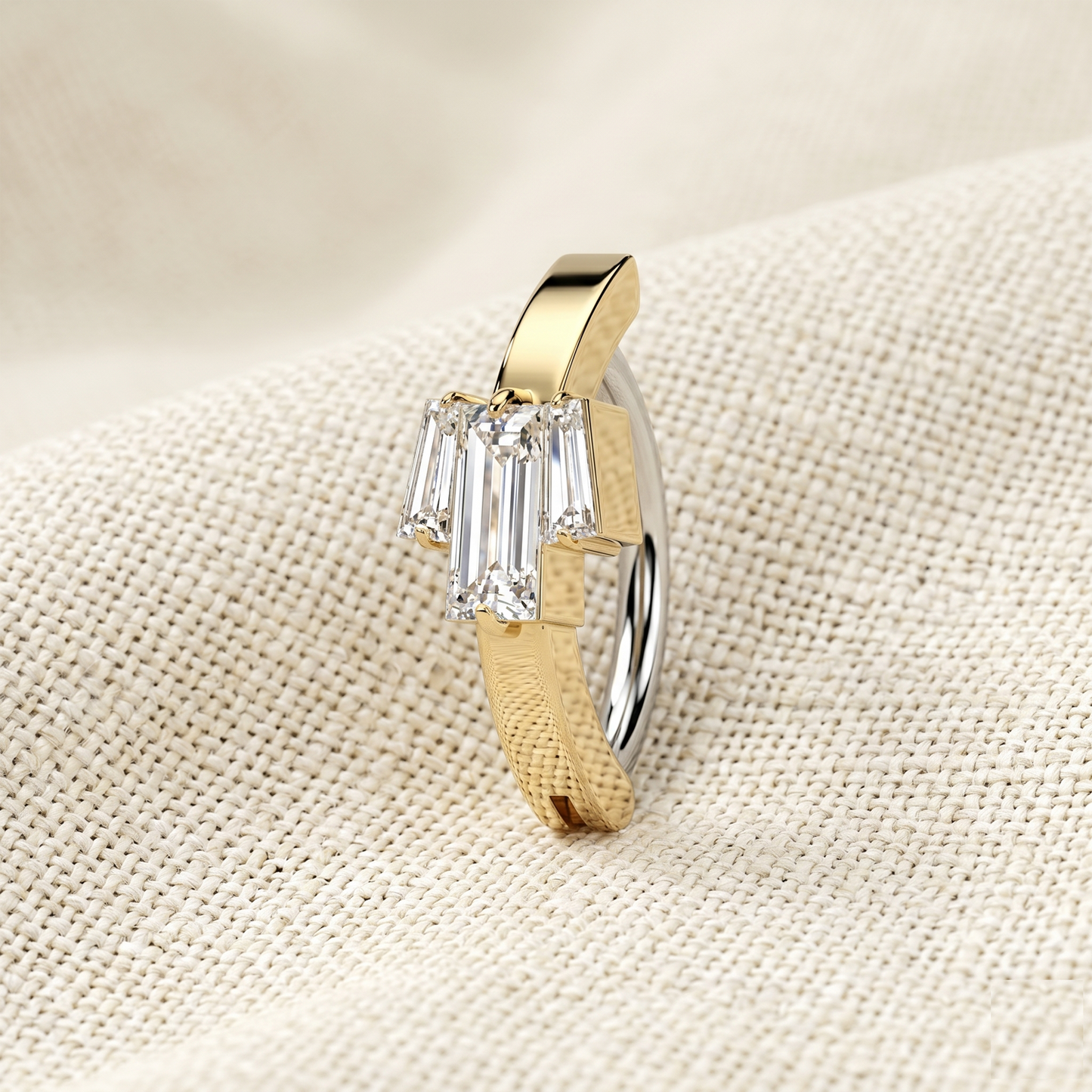Baguette CZ Hinged Belly Button Ring 14G