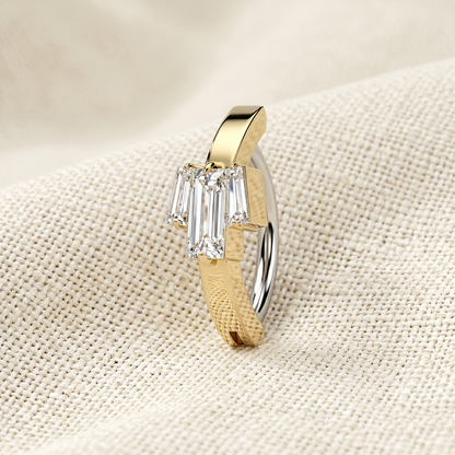 Baguette CZ Hinged Belly Button Ring 14G