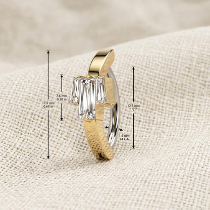Baguette CZ Hinged Belly Button Ring 14G