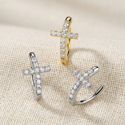 Cross CZ Hinged Belly Button Ring 14G