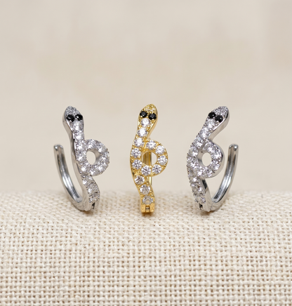 Snake CZ Hinged Belly Button Ring 14G