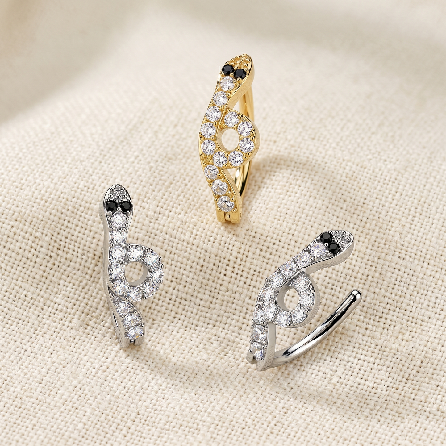 Snake CZ Hinged Belly Button Ring 14G