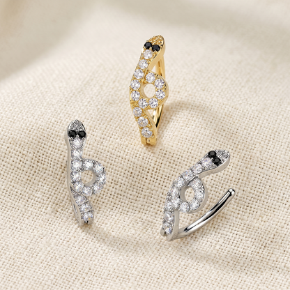 Snake CZ Hinged Belly Button Ring 14G