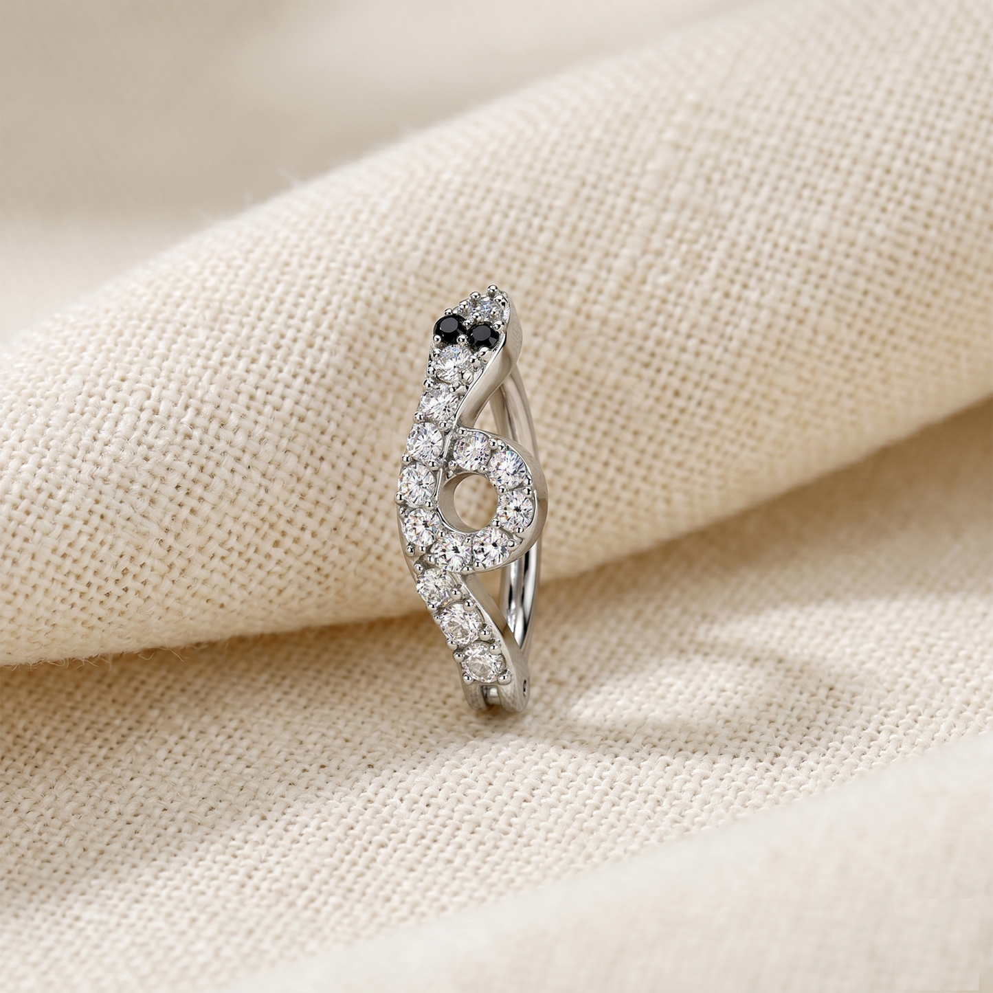 Snake CZ Hinged Belly Button Ring 14G